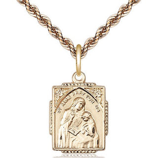 14kt Gold Saint Anne Medal Engraved Catholic Saint Jewelry
