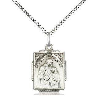 Sterling Silver Saint Anne Medal Religious Jewelry Engraved Catholic Saint Jewelry