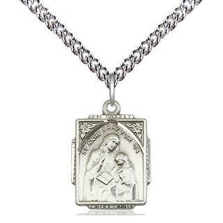 Sterling Silver Saint Anne Medal Religious Jewelry Engraved Catholic Saint Jewelry
