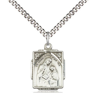 Sterling Silver Saint Anne Medal Religious Jewelry Engraved Catholic Saint Jewelry