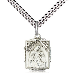 Sterling Silver Saint Anne Medal Religious Jewelry Engraved Catholic Saint Jewelry