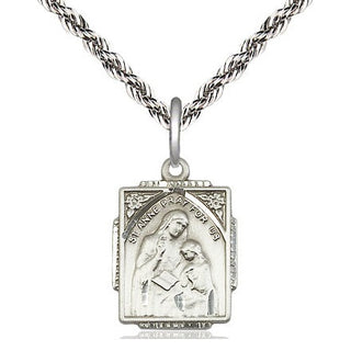 Sterling Silver Saint Anne Medal Religious Jewelry Engraved Catholic Saint Jewelry