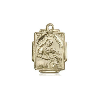 14kt Gold Saint Ann Medal Engraved Catholic Saint Jewelry
