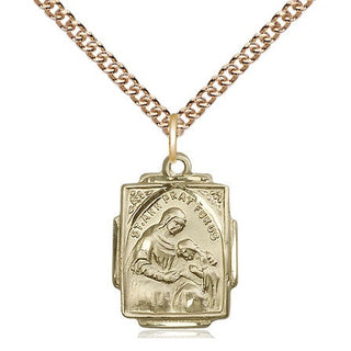 14kt Gold Saint Ann Medal Engraved Catholic Saint Jewelry