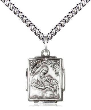 Sterling Silver Saint Ann Medal Religious Jewelry Engraved Catholic Saint Jewelry