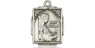 Sterling Silver Saint Cecilia Medal Religious Jewelry Engraved Catholic Saint Jewelry