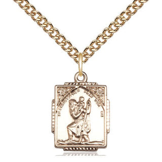 14kt Gold Saint Christopher Medal Engraved Catholic Saint Jewelry