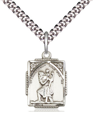 Pewter Saint Christopher Medal Religious Jewelry Engraved Catholic Saint Jewelry
