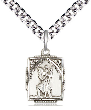 Pewter Saint Christopher Medal Religious Jewelry Engraved Catholic Saint Jewelry