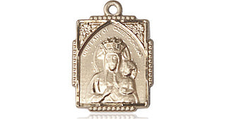 14kt Gold Our Lady of Czestochowa Medal Engraved Catholic Saint Jewelry