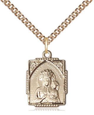 14kt Gold Our Lady of Czestochowa Medal Engraved Catholic Saint Jewelry