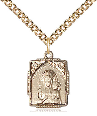14kt Gold Our Lady of Czestochowa Medal Engraved Catholic Saint Jewelry