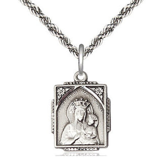 Sterling Silver Our Lady of Czestochowa Medal Religious Jewelry Engraved Catholic Saint Jewelry