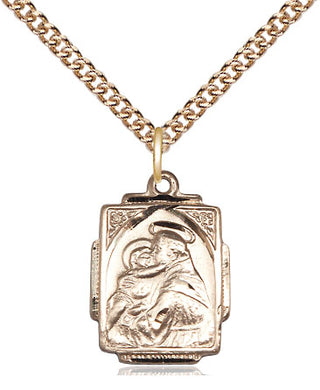 14kt Gold Saint Anthony Medal Engraved Catholic Saint Jewelry