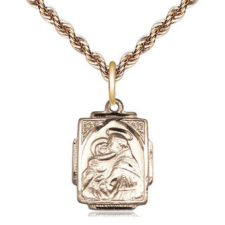 14kt Gold Saint Anthony Medal Engraved Catholic Saint Jewelry