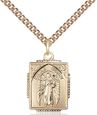 14kt Gold Divine Mercy Medal Engraved Catholic Saint Jewelry