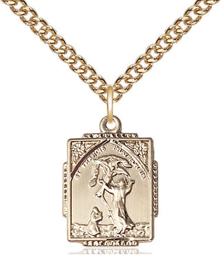14kt Gold Saint Francis of Assisi Medal Engraved Catholic Saint Jewelry