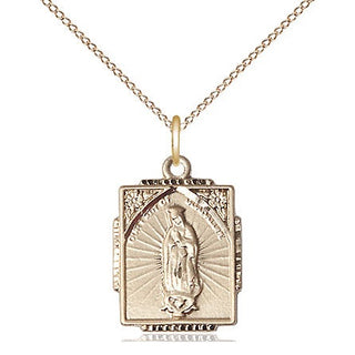 14kt Gold Our Lady of Guadalupe Medal Engraved Catholic Saint Jewelry