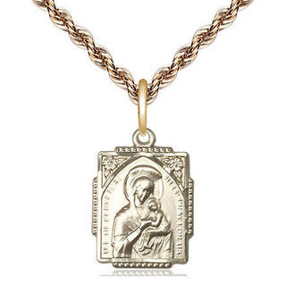 14kt Gold Our Lady of Perpetual Help Medal Engraved Catholic Saint Jewelry