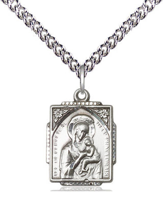 Sterling Silver Our Lady of Perpetual Help Medal Religious Jewelry Engraved Catholic Saint Jewelry