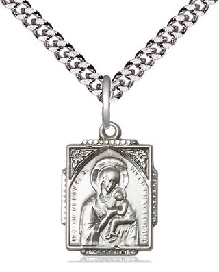 Sterling Silver Our Lady of Perpetual Help Medal Religious Jewelry Engraved Catholic Saint Jewelry