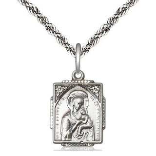 Sterling Silver Our Lady of Perpetual Help Medal Religious Jewelry Engraved Catholic Saint Jewelry