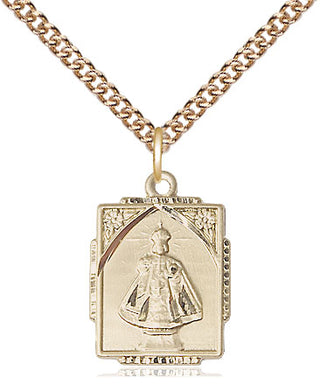 14kt Gold Filled Infant of Prague Medal Religious Jewelry Engraved Catholic Saint Jewelry