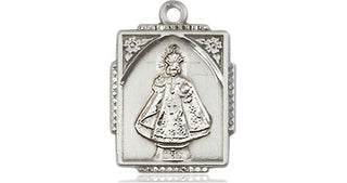 Sterling Silver Infant of Prague Medal Engraved Catholic Saint Jewelry