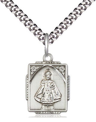 Sterling Silver Infant of Prague Medal Religious Jewelry Engraved Catholic Saint Jewelry