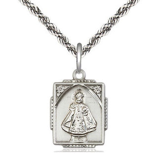 Sterling Silver Infant of Prague Medal Religious Jewelry Engraved Catholic Saint Jewelry
