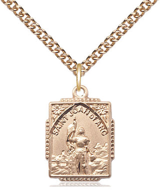 14kt Gold Saint Joan of Arc Medal Engraved Catholic Saint Jewelry
