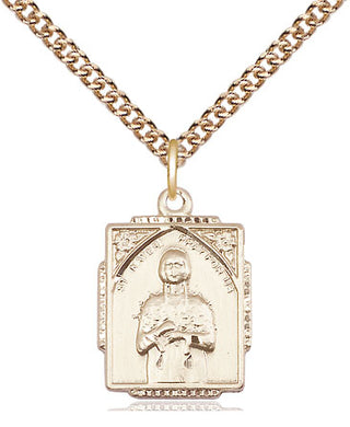 14kt Gold Saint Kateri Tekakwitha Medal Engraved Catholic Saint Jewelry