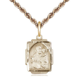 14kt Gold Saint Joseph Medal Engraved Catholic Saint Jewelry