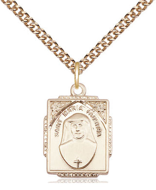 14kt Gold Filled Saint Maria Faustina Medal Religious Jewelry Engraved Catholic Saint Jewelry