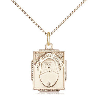 14kt Gold Saint Maria Faustina Medal Engraved Catholic Saint Jewelry