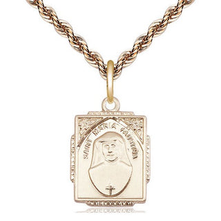 14kt Gold Saint Maria Faustina Medal Engraved Catholic Saint Jewelry