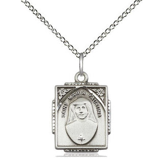 Sterling Silver Saint Maria Faustina Medal Religious Jewelry Engraved Catholic Saint Jewelry