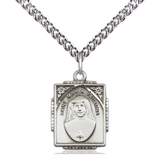 Sterling Silver Saint Maria Faustina Medal Religious Jewelry Engraved Catholic Saint Jewelry