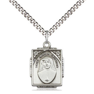 Sterling Silver Saint Maria Faustina Medal Religious Jewelry Engraved Catholic Saint Jewelry