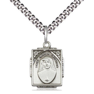 Sterling Silver Saint Maria Faustina Medal Religious Jewelry Engraved Catholic Saint Jewelry