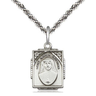 Sterling Silver Saint Maria Faustina Medal Religious Jewelry Engraved Catholic Saint Jewelry
