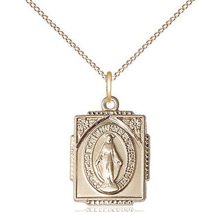 14kt Gold Miraculous Medal Engraved Catholic Saint Jewelry