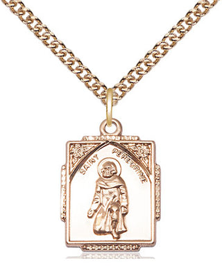 14kt Gold Saint Peregrine Medal Engraved Catholic Saint Jewelry