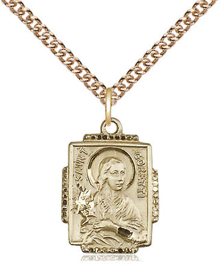 14kt Gold Filled Saint Maria Goretti Medal Religious Jewelry Engraved Catholic Saint Jewelry