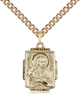 14kt Gold Filled Saint Maria Goretti Medal Religious Jewelry Engraved Catholic Saint Jewelry