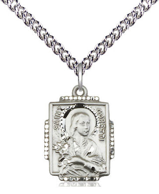 Sterling Silver Saint Maria Goretti Medal Religious Jewelry Engraved Catholic Saint Jewelry