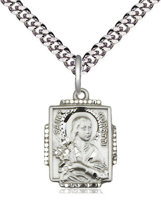 Sterling Silver Saint Maria Goretti Medal Religious Jewelry Engraved Catholic Saint Jewelry