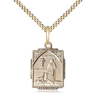 14kt Gold Filled Saint Roch Medal Religious Jewelry Engraved Catholic Saint Jewelry