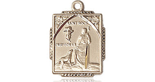 14kt Gold Saint Roch Medal Engraved Catholic Saint Jewelry