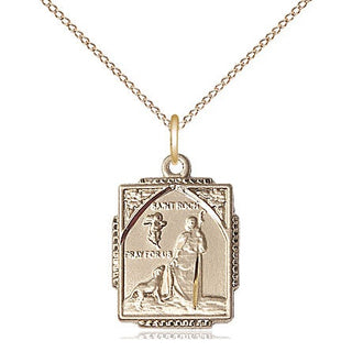 14kt Gold Saint Roch Medal Engraved Catholic Saint Jewelry